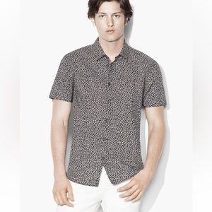 John Varvatos Floral Print Danny Camp Short Sleeve Button Down Shirt M
